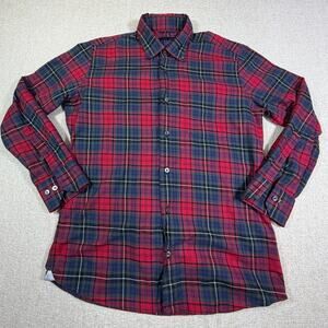 Calder Carmel Men's M Red Green Tartan Plaid Long Sleeve Button Front Shirt Top
